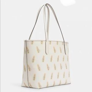 COACH PRINTED TOTE WITH LIPSTICK PRINT WOMEN HANDBAG PURSES AUTHENTIC WITH TAG